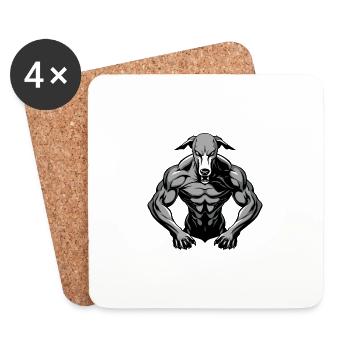 Greyhound Dog Muscles Bodybuilding - Coasters (set of 4) - white - Front