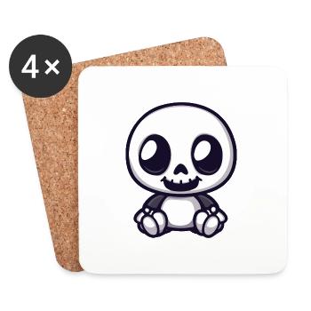 Skull Halloween Skeleton Cartoon - Coasters (set of 4) - white - Front