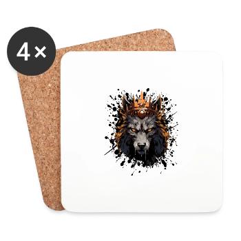 Wolf Head Portrait Crown - Coasters (set of 4) - white - Front