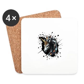 Unicorn Head Portrait Crown - Coasters (set of 4) - white - Front