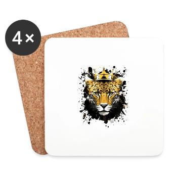 Couronne de portrait de tête de guépard - Dessous de verre (lot de 4) - blanc - Devant