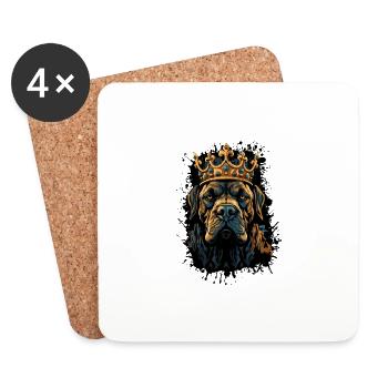 Mastiff Dog Head Portrait Crown - Coasters (set of 4) - white - Front
