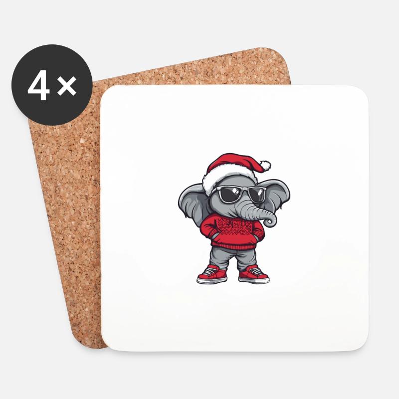 Elefant Weihnachten X-Mas - Untersetzer (4er-Set) - Weiß