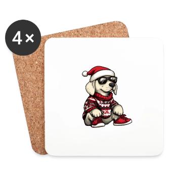 Labrador Chien Noël Noël - Dessous de verre (lot de 4) - blanc - Devant
