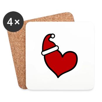 Coeur Noël - Dessous de verre (lot de 4) - blanc - Devant