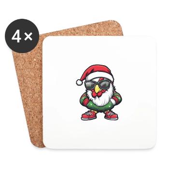 Hahn Weihnachten Ugly Christmas - Untersetzer (4er-Set) - Weiß - Vorne