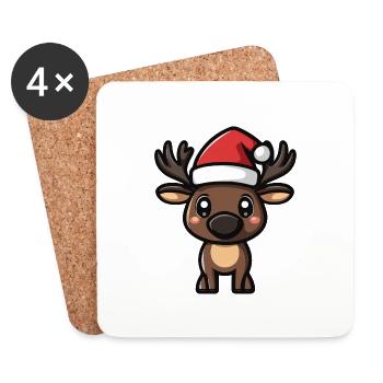 Elch Weihnachten Christmas - Untersetzer (4er-Set) - Weiß - Vorne
