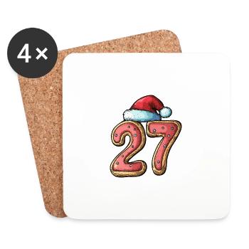 27 Zahl Weihnachten - Untersetzer (4er-Set) - Weiß - Vorne