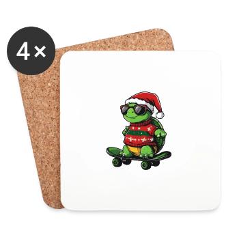 Turtle Christmas Funny - Coasters (set of 4) - white - Front