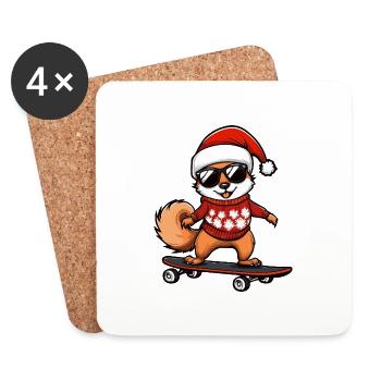 Squirrel Christmas Funny - Coasters (set of 4) - white - Front