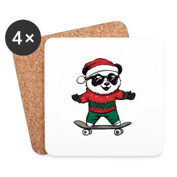 Panda Weihnachten Lustig - Untersetzer (4er-Set) - Weiß - Vorne