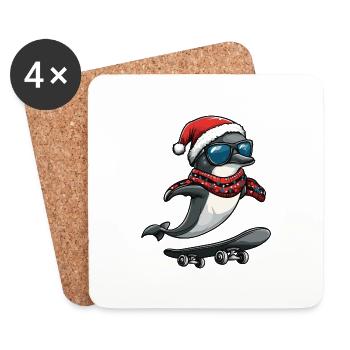 Dolphin Christmas Funny - Coasters (set of 4) - white - Front