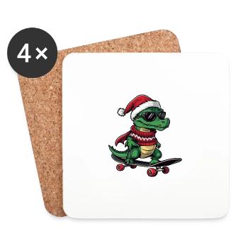 Dragon Christmas Funny - Coasters (set of 4) - white - Front