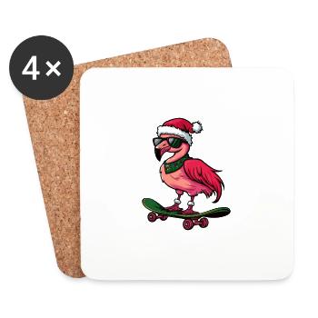 Flamingo Noël drôle - Dessous de verre (lot de 4) - blanc - Devant