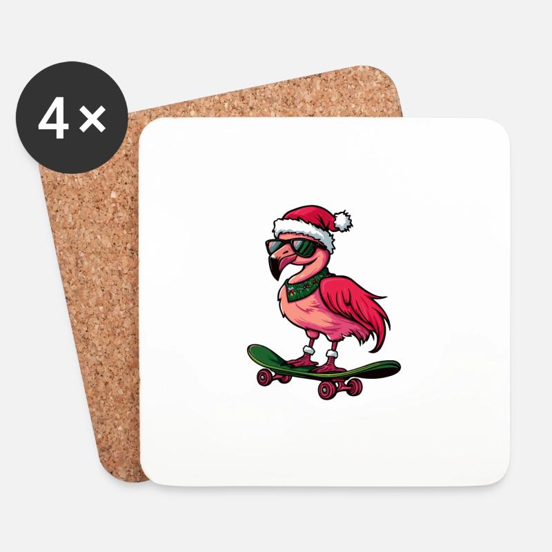 Flamingo Weihnachten Lustig - Untersetzer (4er-Set) - Weiß