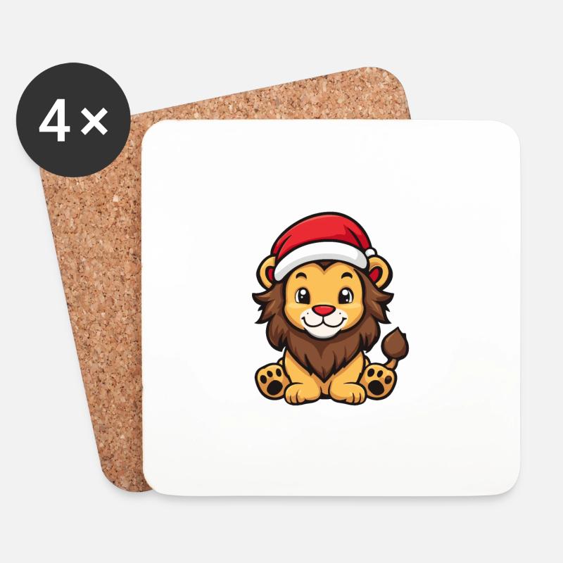 Löwe Weihnachten Niedlich - Untersetzer (4er-Set) - Weiß