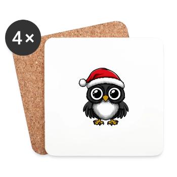 Eule Weihnachten Niedlich - Untersetzer (4er-Set) - Weiß - Vorne