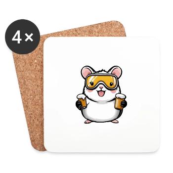 Hamster Ski Beer - Coasters (set of 4) - white - Front