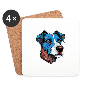 Jack Russel Terrier Hund Porträt Bunt - Untersetzer (4er-Set) - Weiß - Vorne