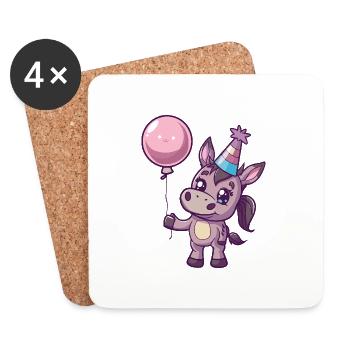 Âne Anniversaire Bébé - Dessous de verre (lot de 4) - blanc - Devant