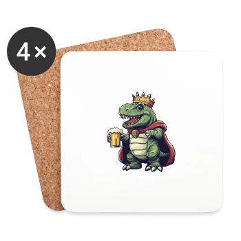 Dinosaure T-Rex Bière Drôle - Dessous de verre (lot de 4) - blanc - Devant