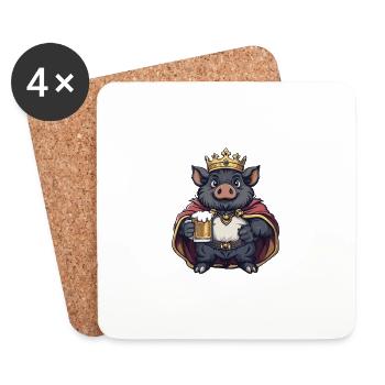 Schwein Bier Lustig Wildschwein - Untersetzer (4er-Set) - Weiß - Vorne