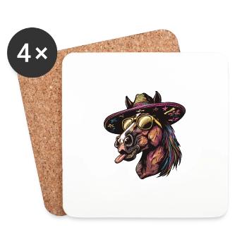 Pferd Lustig Sombrero - Untersetzer (4er-Set) - Weiß - Vorne