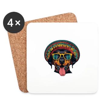 Doberman Dog Funny Sombrero - Coasters (set of 4) - white - Front