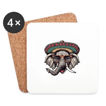 Elephant Comic Funny Sombrero - Coasters (set of 4) - white - Front