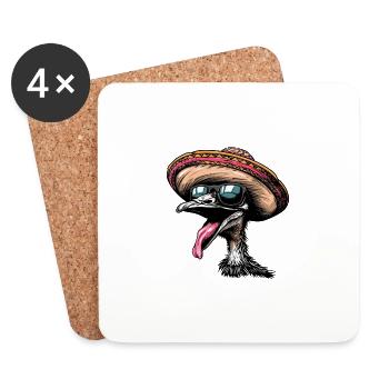 Ostrich Comic Funny Sombrero - Coasters (set of 4) - white - Front