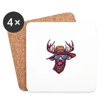Deer Comic Funny Sombrero - Coasters (set of 4) - white - Front