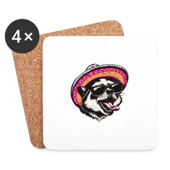 Skunk Funny Sombrero - Dessous de verre (lot de 4) - blanc - Devant