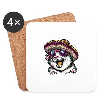 Hamster Lustig Sombrero - Untersetzer (4er-Set) - Weiß - Vorne