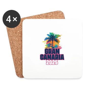 Gran Canaria 2025 Holiday Palm Trees - Coasters (set of 4) - white - Front