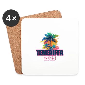 Teneriffa 2025 Urlaub Palmen - Untersetzer (4er-Set) - Weiß - Vorne