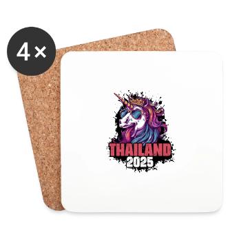 Thailand 2025 Einhorn - Untersetzer (4er-Set) - Weiß - Vorne