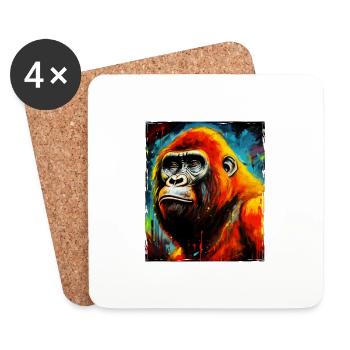 Gorilla Porträt - Untersetzer (4er-Set) - Weiß - Vorne