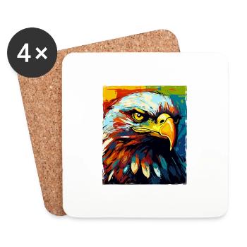 Adler Porträt - Untersetzer (4er-Set) - Weiß - Vorne