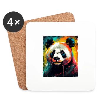 Panda Portrait - Dessous de verre (lot de 4) - blanc - Devant