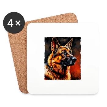 German Shepherd Dog Portrait - Coasters (set of 4) - white - Front