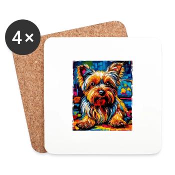 Yorkshire Terrier Dog Portrait - Coasters (set of 4) - white - Front
