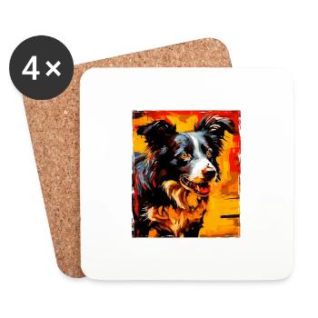 Border Collie Hund Porträt - Untersetzer (4er-Set) - Weiß - Vorne