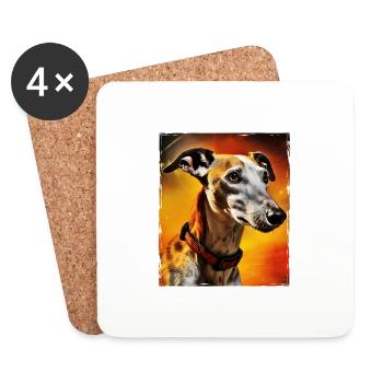 Greyhound Hund Porträt - Untersetzer (4er-Set) - Weiß - Vorne