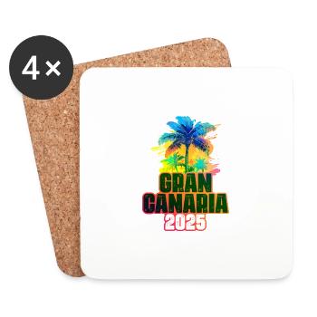 Gran Canaria 2025 Bunt Palmen - Untersetzer (4er-Set) - Weiß - Vorne