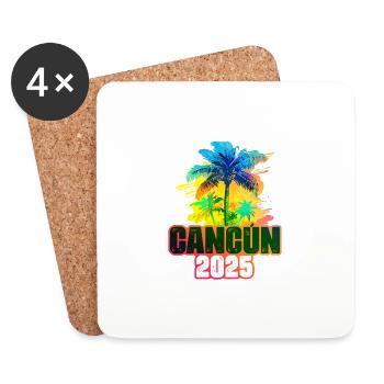 Cancun 2025 Colorful Palm Trees - Coasters (set of 4) - white - Front