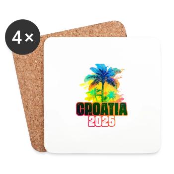 Croatia 2025 Colorful Palm Trees - Coasters (set of 4) - white - Front
