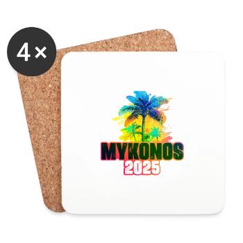 Mykonos 2025 Colorful Palm Trees - Coasters (set of 4) - white - Front