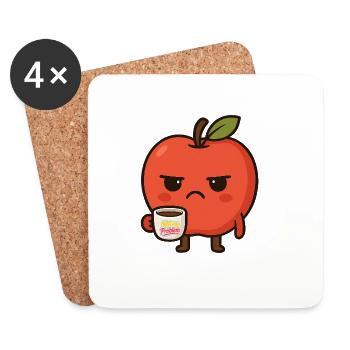 Grumpy Kawaii Apple - Funny Not My Problem Meme - Untersetzer (4er-Set) - Weiß - Vorne