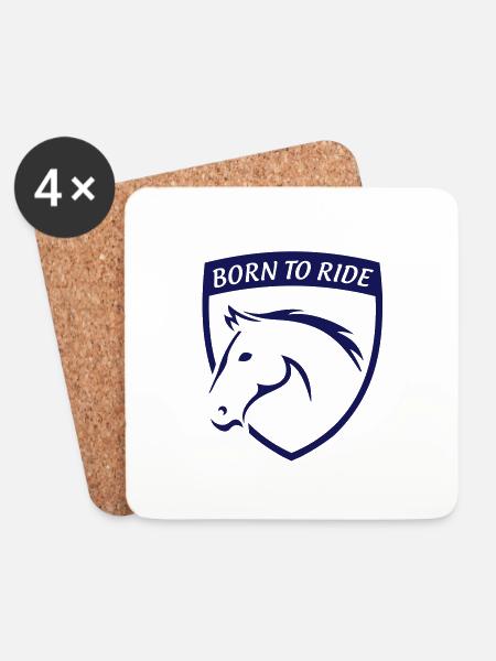 PFERDELIEBE, BORN TO RIDE EMBLEM - Untersetzer (4er-Set) - Weiß