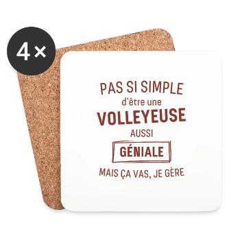 VOLLEYEUSE GÉNIALE rouge brunâtre foncé - Dessous de verre (lot de 4) - blanc - Devant